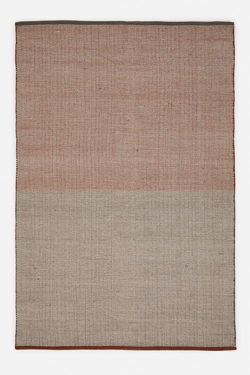 Marni Cotton Woven Colour Block Rug - Rust & Grey