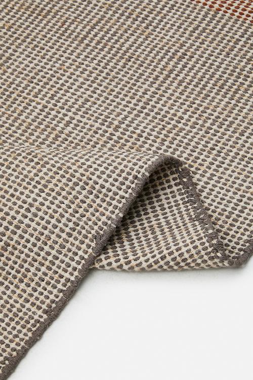 Marni Cotton Woven Colour Block Rug - Rust & Grey