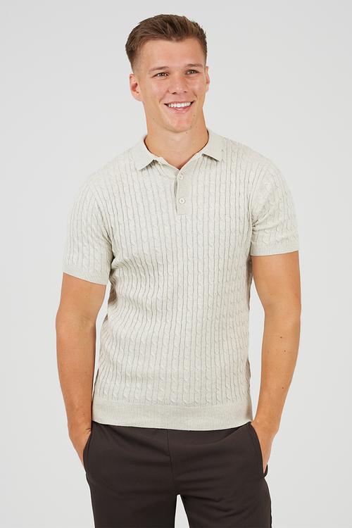 Polo Neck Top - Ecru Marl