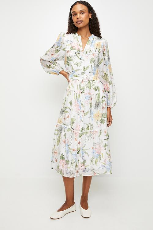 Tiered midi dress - Floral