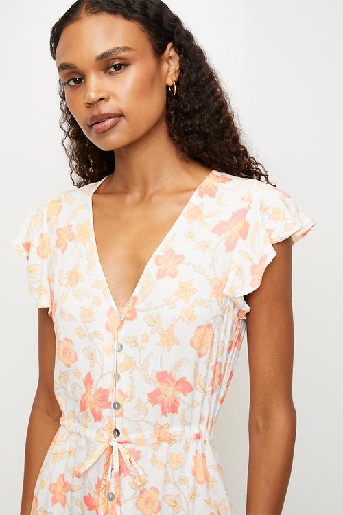 Floral midi dress - peach