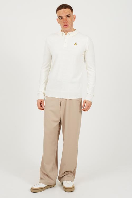 Ribbed Collar Button Top - Off White