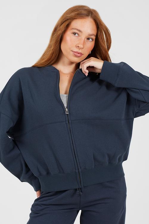 Ladies Zip Through Panel Sweatshirt - Storm