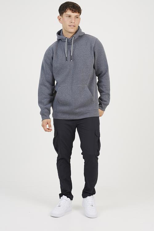 Hoodie With Cross Over Hood - Charcoal Marl