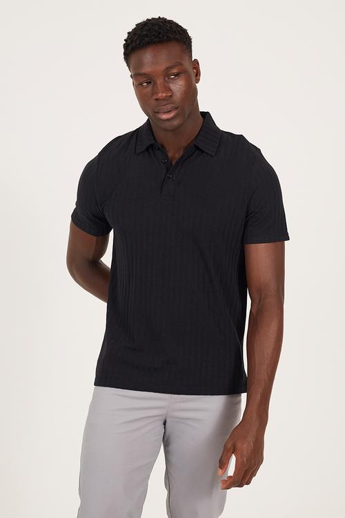 Short Sleeved 3 Button Polo - Jet Black