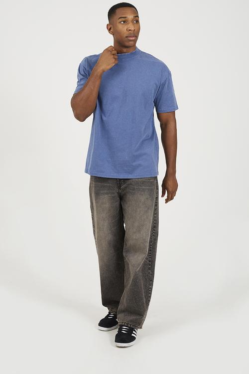 Oversized Fit Tshirt With Acid Wash - Ink Blue Wash