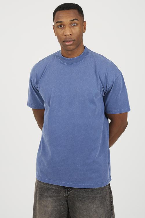 Oversized Fit Tshirt With Acid Wash - Ink Blue Wash