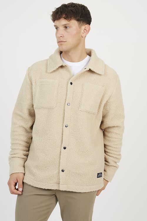 Borg Long Sleeved Shacket  - Warm Sand