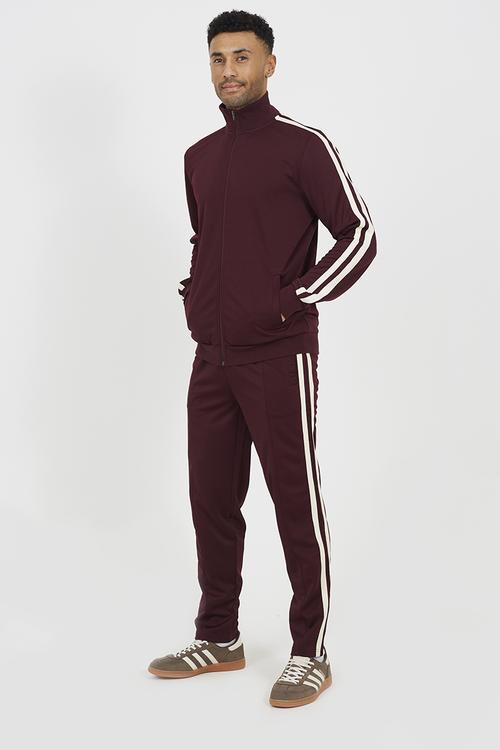 Zip Funnel Neck Track Top- Burgundy