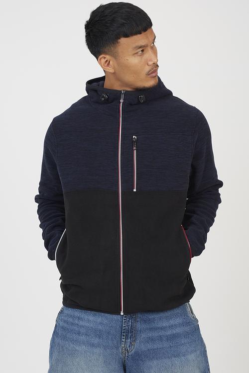 Oversized Zip Throughpadded Jacket With Hood - Black