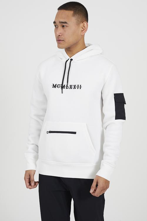 Hoodie With Embroidery - Cream