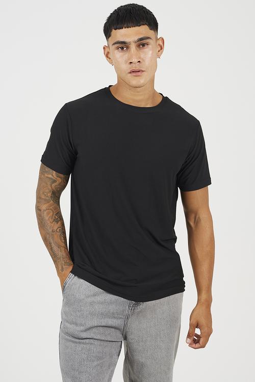 Crew Neck Short Sleeve T-Shirt - Jet Black