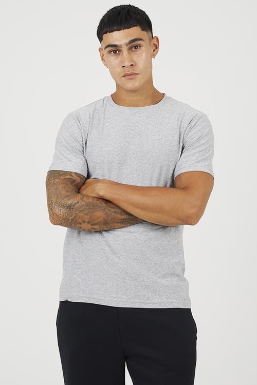 Crew Neck Short Sleeve T-Shirt - Light Grey Marl