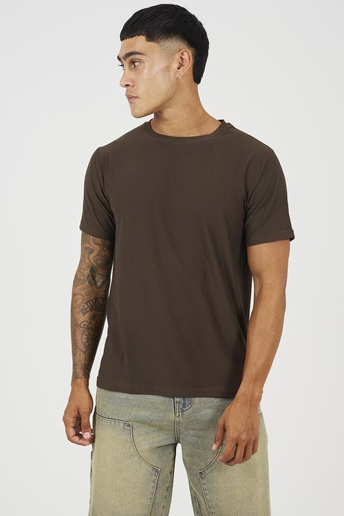 Crew Neck Short Sleeve T-Shirt - Deep Chocolate