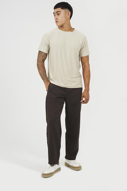 Crew Neck Short Sleeve T-Shirt - Light Stone