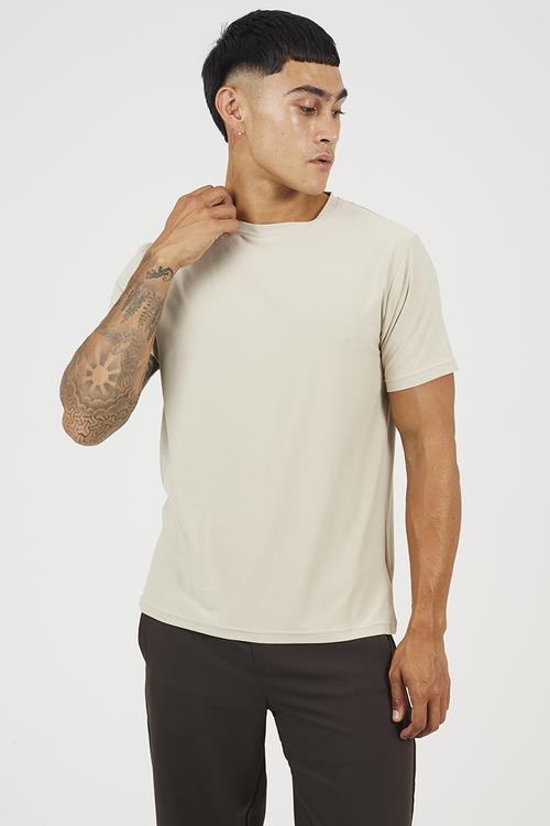 Crew Neck Short Sleeve T-Shirt - Light Stone