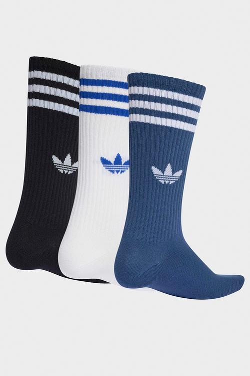  3-Stripes High Crew Socks 3 Pairs - White/night marine/black