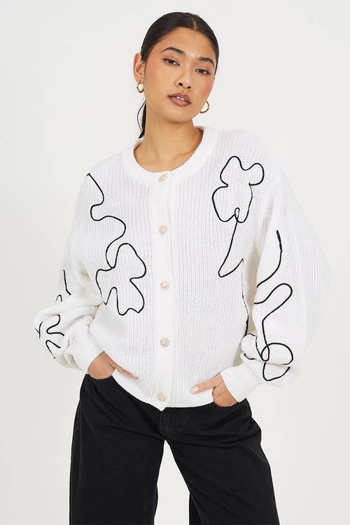 Ladies Fisherman Knit Button Through Card - Cream