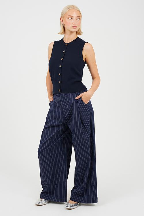 Ladies Sleeveless Waist Coat - Navy