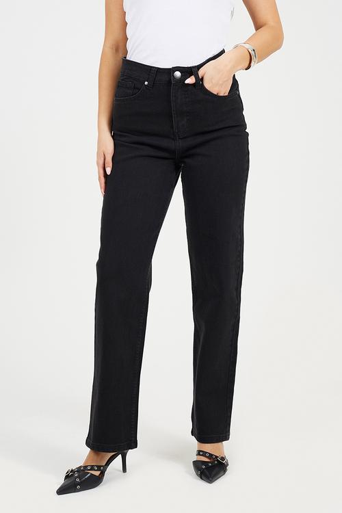 Ladies Straight Leg Classic Jean - Washed Black