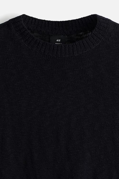 Regular fit roll-edge jumper - navy blue