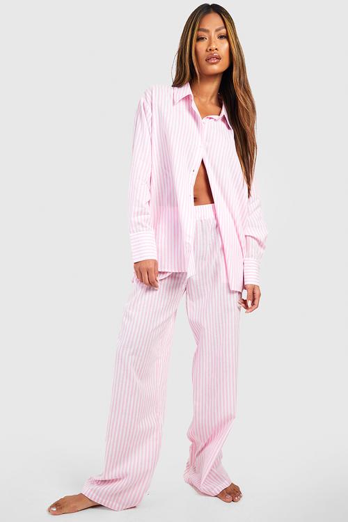 Cotton pinstripe pyjama trouser - pink