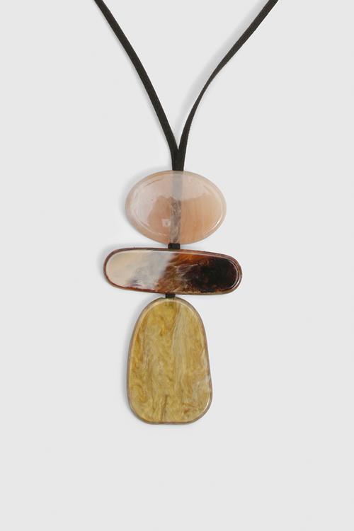 Statement Rope Pendant Necklace- Brown