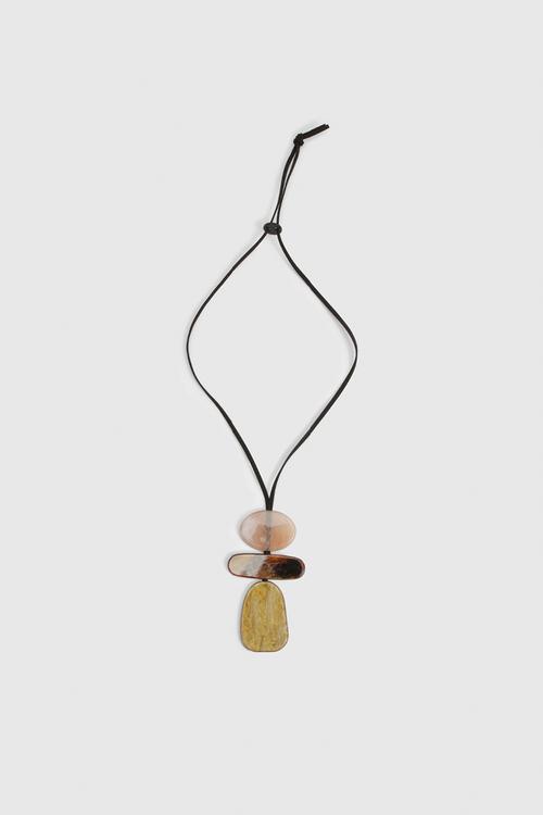 Statement Rope Pendant Necklace- Brown