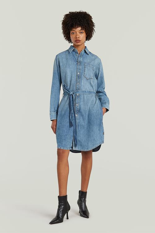 Shirt Dress Belt l\s wmn - Faded blue kyanite