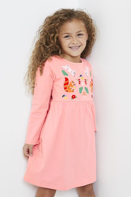 Applique and embroidered graphic bodice dress - pink