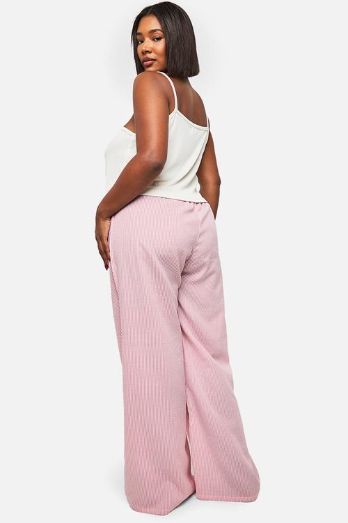 Pointelle vest and wide leg trouser pj set - pink