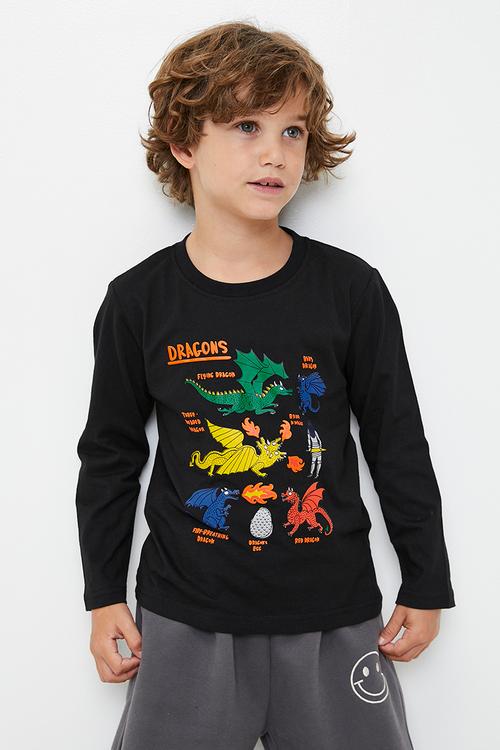 Dragons graphic print tee - black