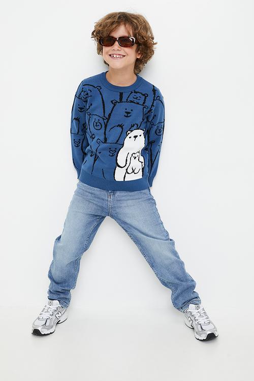 Bear family jersey - sea blue