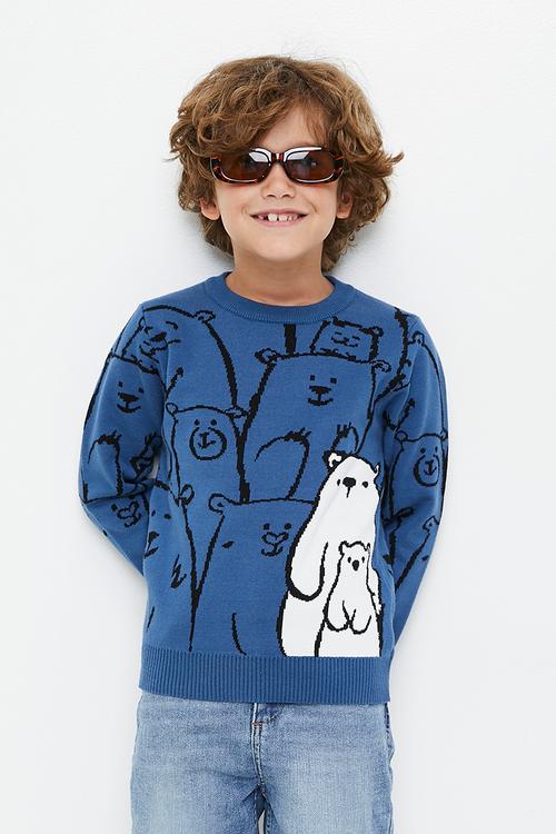 Bear family jersey - sea blue