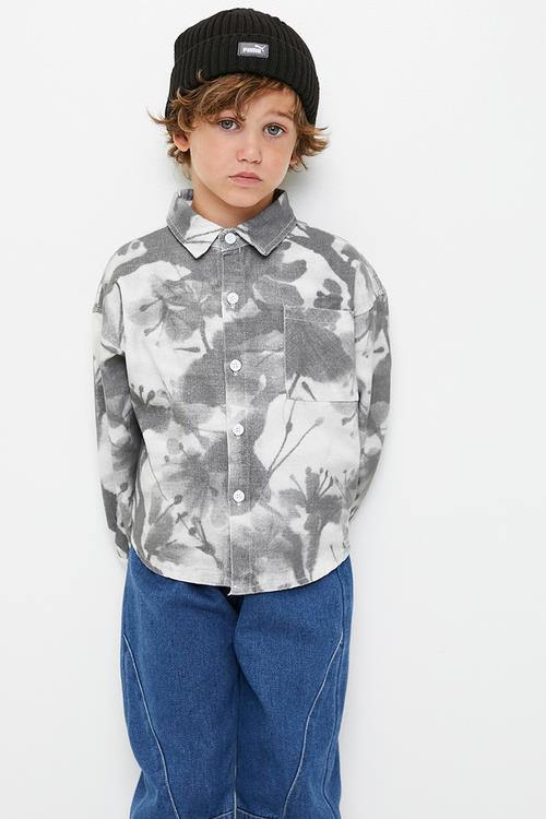 Watercolour floral shirt - grey