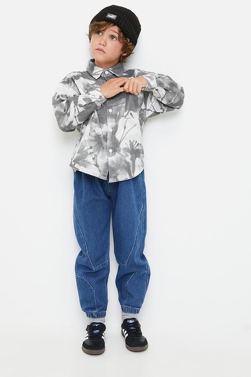 Watercolour floral shirt - grey