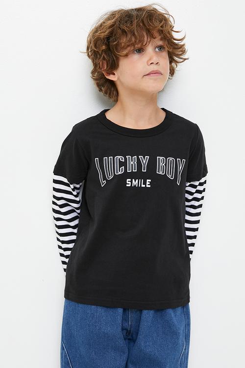 Lucky boy tee - white/black