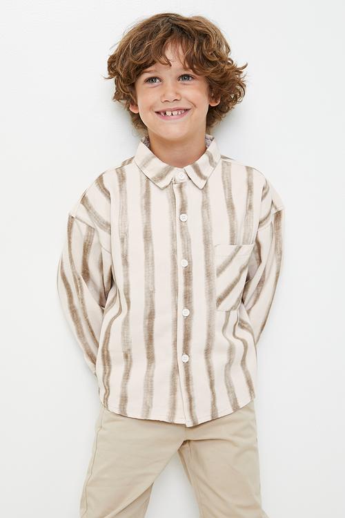 Brushstroke striped shirt - ecru