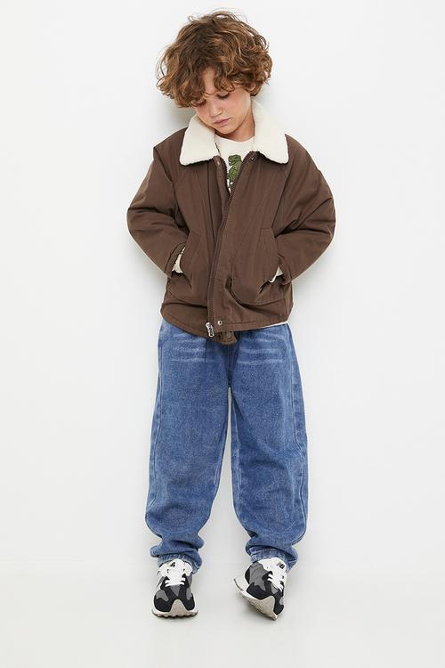 Shearling collar jacket - brown