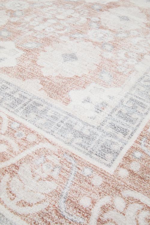 Antique Printed Wool Blend Rug - Dusty Pink