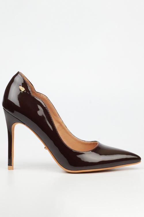 Lola 1 classic scallop heel - chocolate