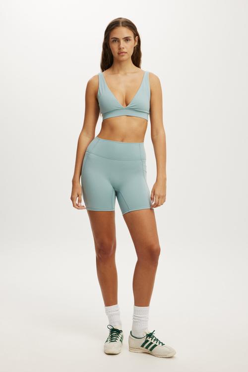 Ultra Soft Deep Plunge Crop - Teal Mist
