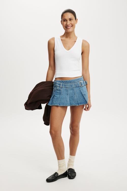 Pleated micro wrap skirt - pisces blue