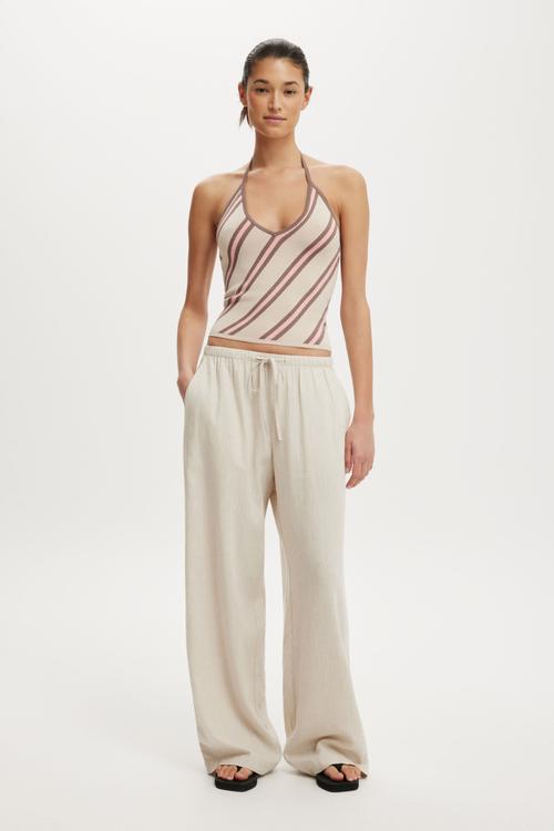 Halter knit with contrast bind - sunset stripe