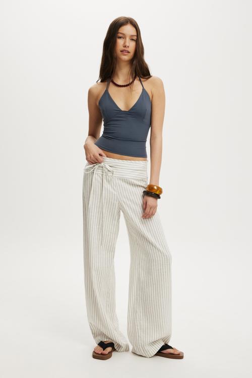 Juno Haven Pant - Rhea Pinstripe Dark Truffle