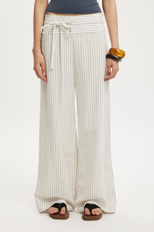 Juno Haven Pant - Rhea Pinstripe Dark Truffle