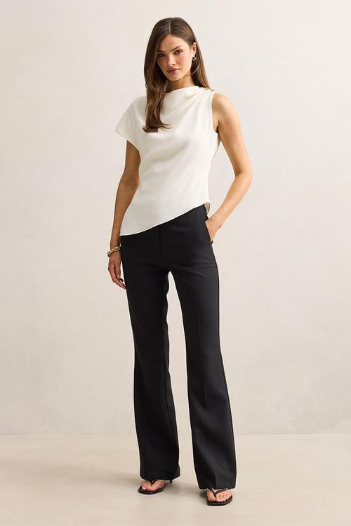 Aubery asymmetric draped top in classic ivory 
