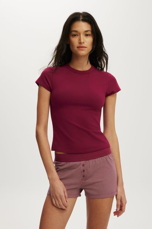 Dreamy soft boyshort - crushed berry/all spice miccy check