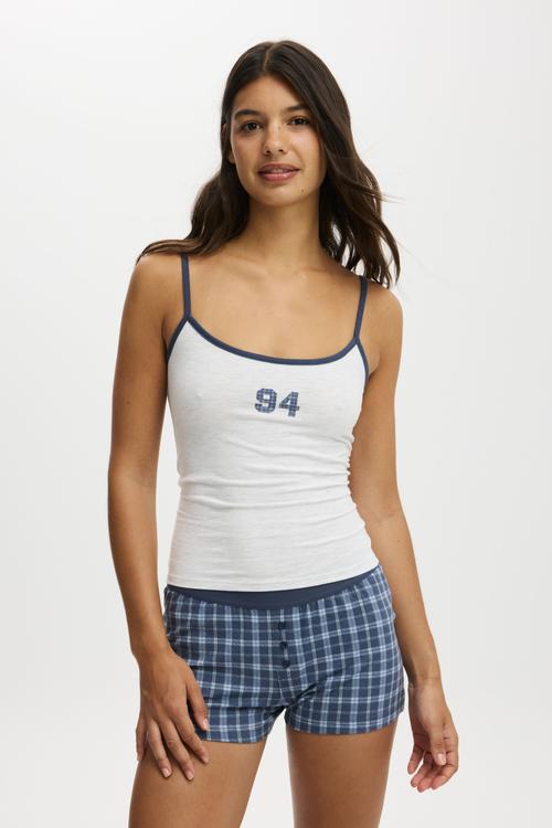 Dreamy soft boyshort - steely blue heather check