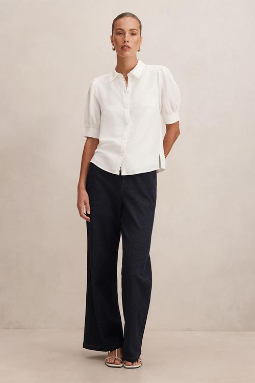 Finley trim detail blouse in porcelain